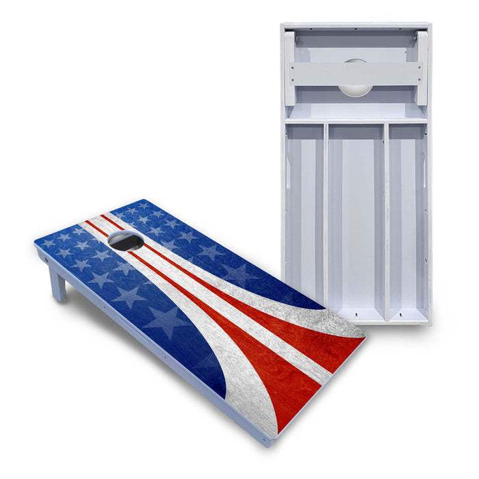 World Series of Cornhole Board Official All-Weather - WSOC Vintage Curved Stripes Board Patriotic