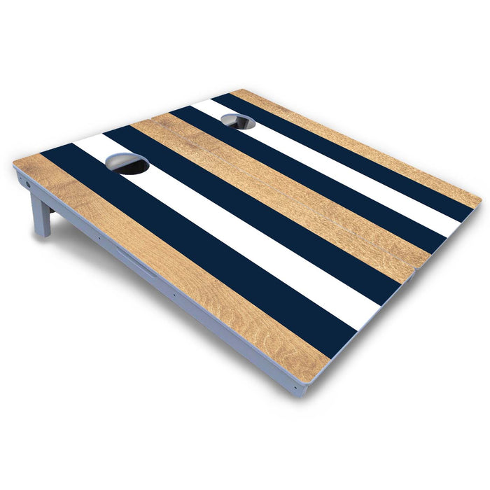 World Series of Cornhole Board Official All-Weather - Navy and White Stripes