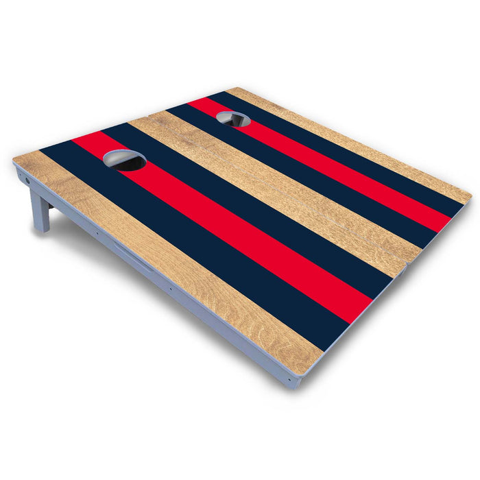 World Series of Cornhole Board Official All-Weather - Navy and Red Stripes