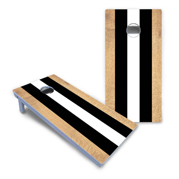 World Series of Cornhole Board Official All-Weather - Black and White Stripes