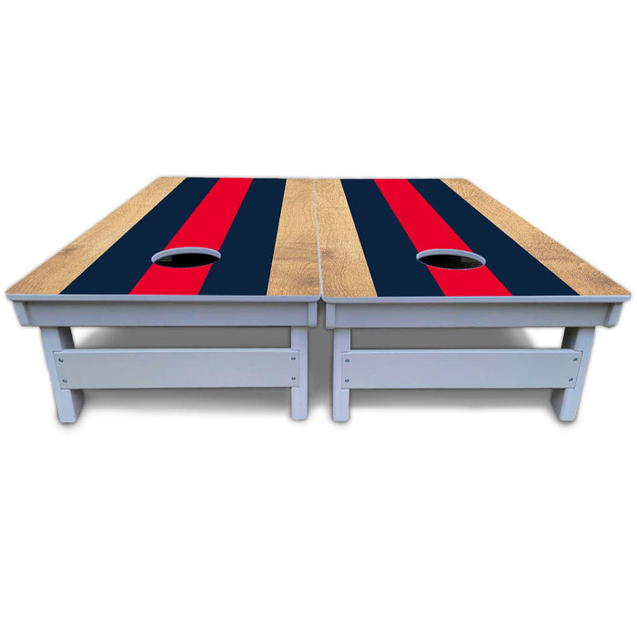 World Series of Cornhole Board Official All-Weather - Navy and Red Stripes