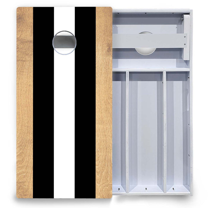 World Series of Cornhole Board Official All-Weather - Black and White Stripes