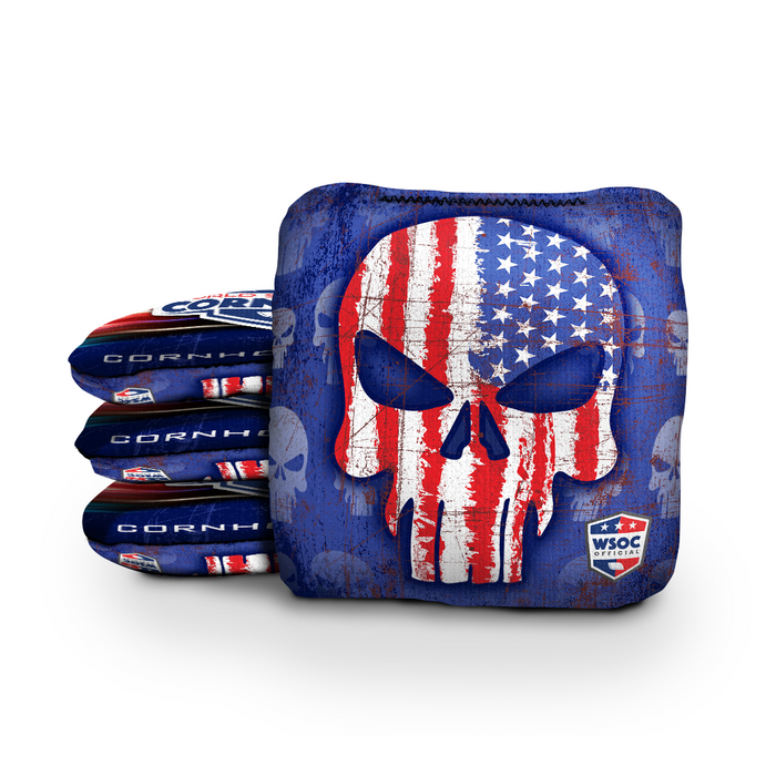 USA Punisher Skull Cornhole Bags - 6 Inch WSOC Official Pro Cornhole Bags