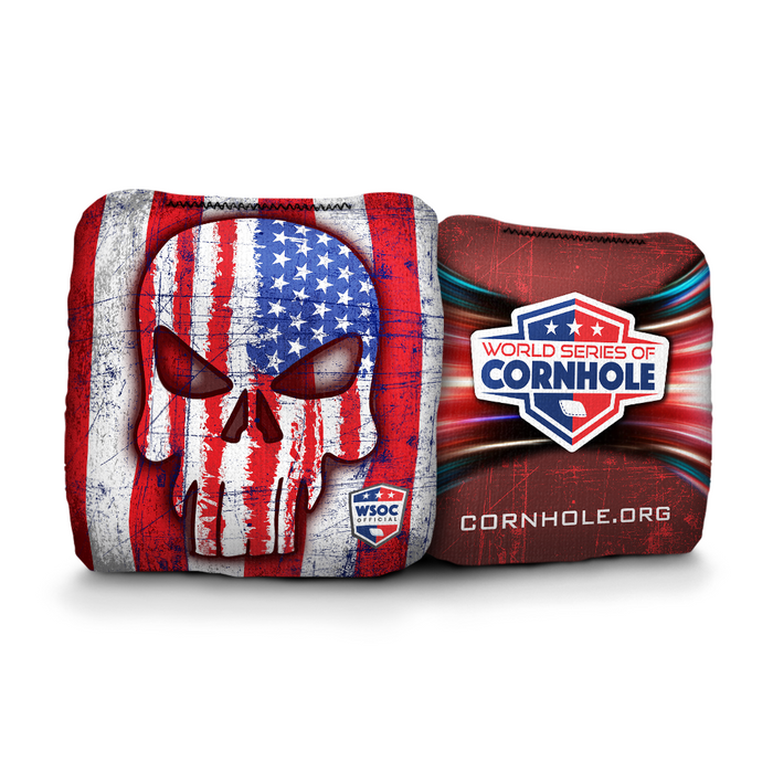 USA Punisher Skull Cornhole Bags - 6 Inch WSOC Official Pro Cornhole Bags