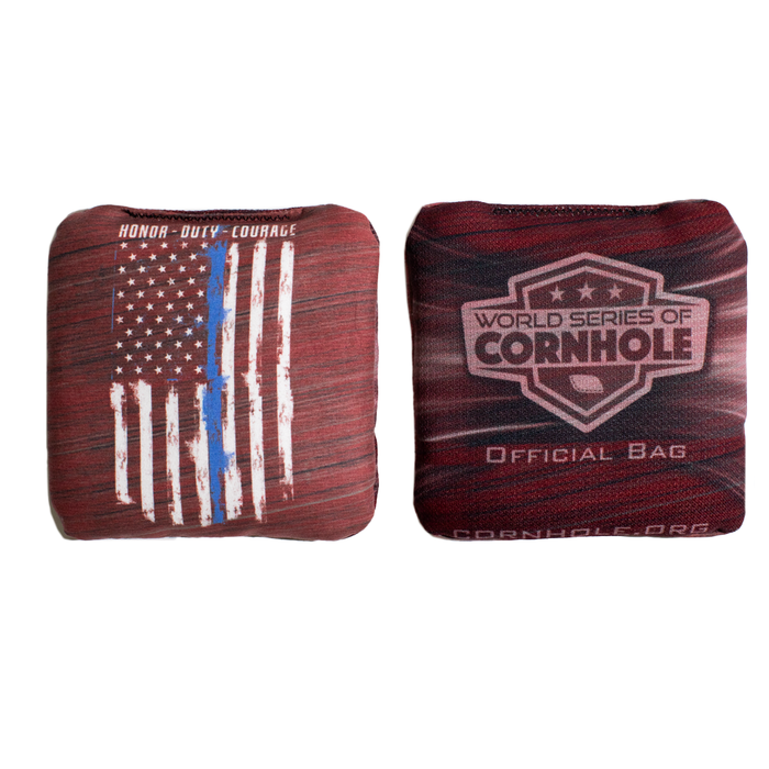 Police Blue Line Honor Duty Courage - 6 Inch WSOC Official Pro Cornhole Bags