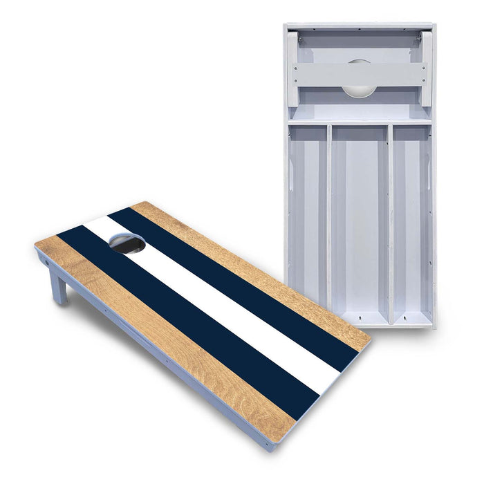 World Series of Cornhole Board Official All-Weather - Navy and White Stripes