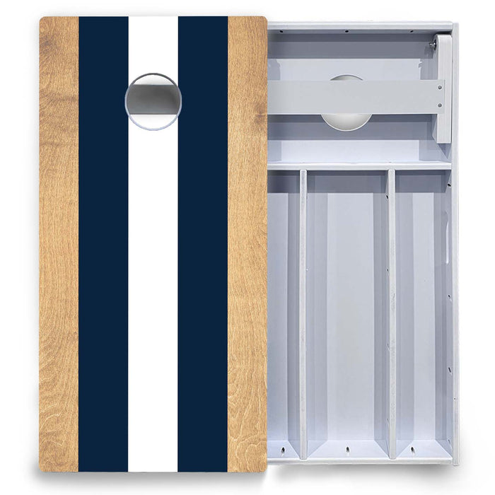 World Series of Cornhole Board Official All-Weather - Navy and White Stripes
