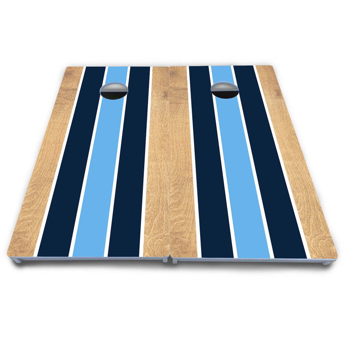 World Series of Cornhole Board Official All-Weather - Navy Baby Blue White Stripes