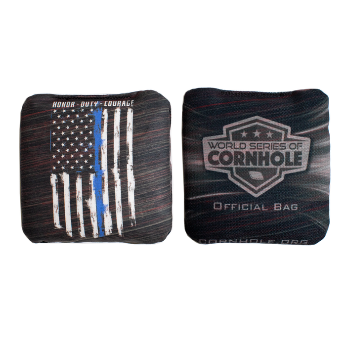 Police Blue Line Honor Duty Courage - 6 Inch WSOC Official Pro Cornhole Bags