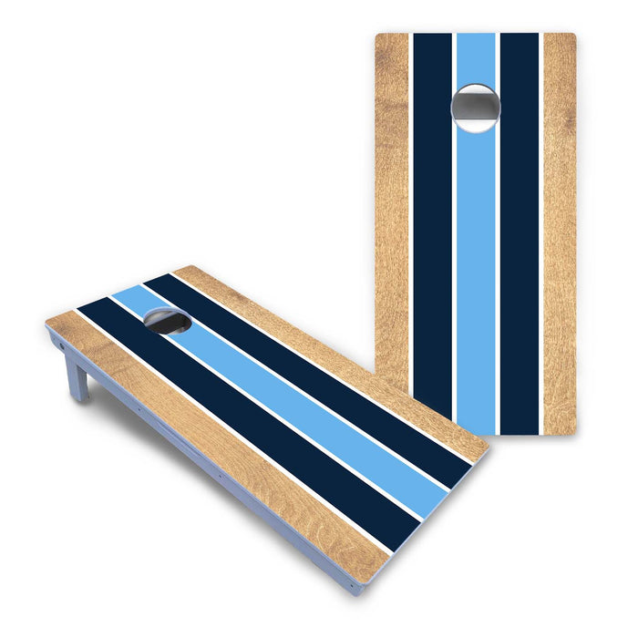 World Series of Cornhole Board Official All-Weather - Navy Baby Blue White Stripes
