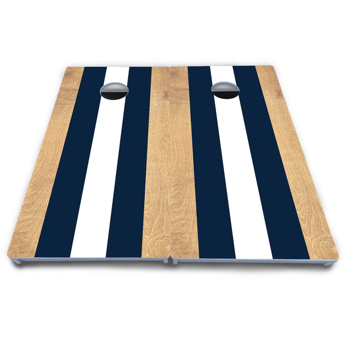 World Series of Cornhole Board Official All-Weather - Navy and White Stripes