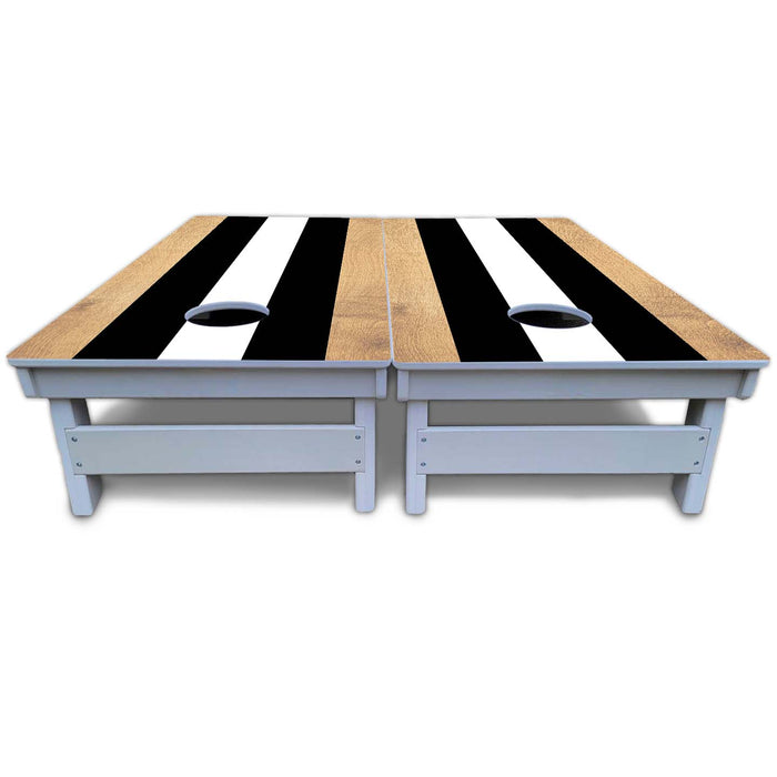 World Series of Cornhole Board Official All-Weather - Black and White Stripes