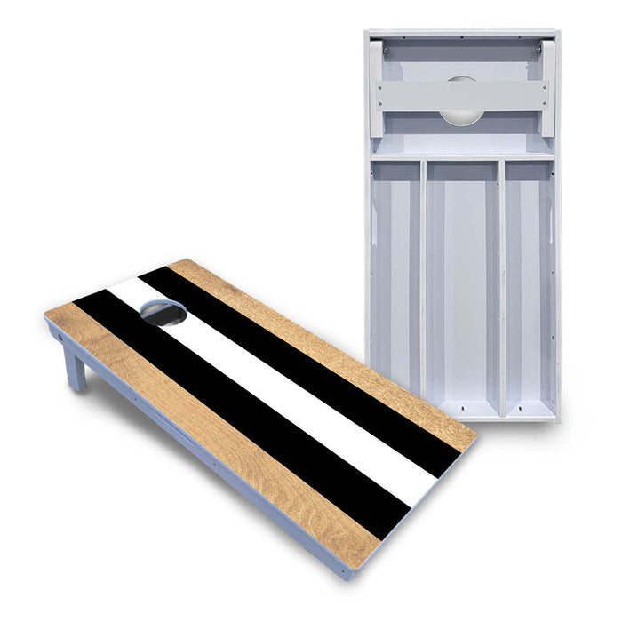 World Series of Cornhole Board Official All-Weather - Black and White Stripes