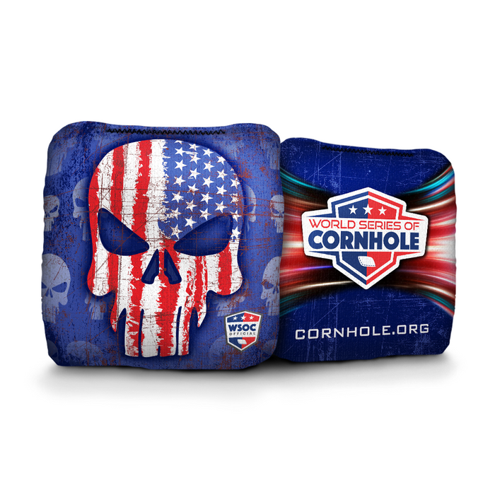 USA Punisher Skull Cornhole Bags - 6 Inch WSOC Official Pro Cornhole Bags