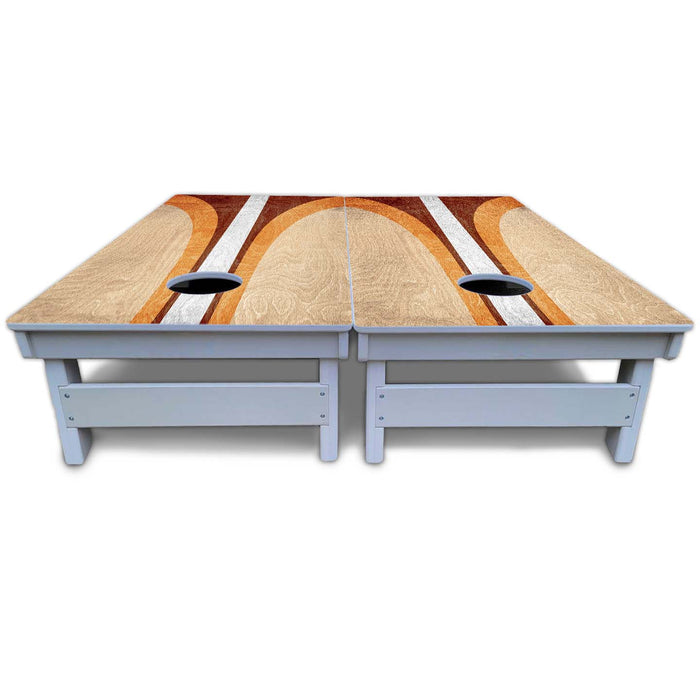 World Series of Cornhole Board Official All-Weather - Vintage Curved Stripes