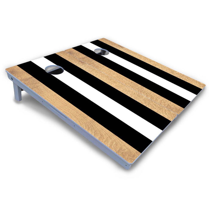 World Series of Cornhole Board Official All-Weather - Black and White Stripes