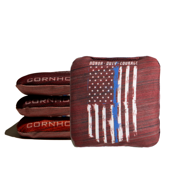 Police Blue Line Honor Duty Courage - 6 Inch WSOC Official Pro Cornhole Bags