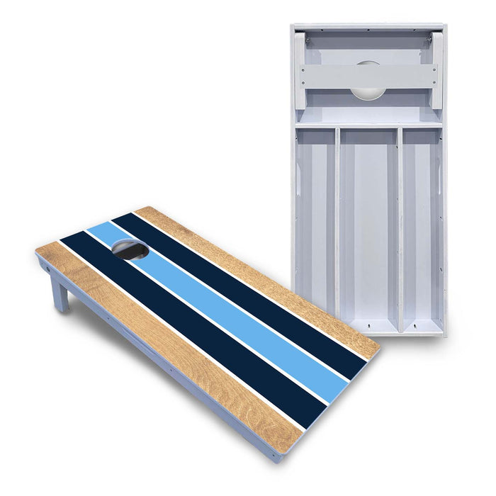 World Series of Cornhole Board Official All-Weather - Navy Baby Blue White Stripes