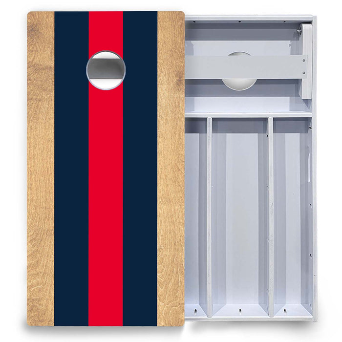 World Series of Cornhole Board Official All-Weather - Navy and Red Stripes
