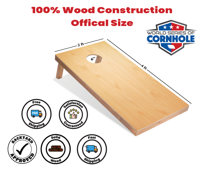 World Series of Cornhole Recreational Cornhole Set - Light Woodgrain Boards with Red and Blue Bags