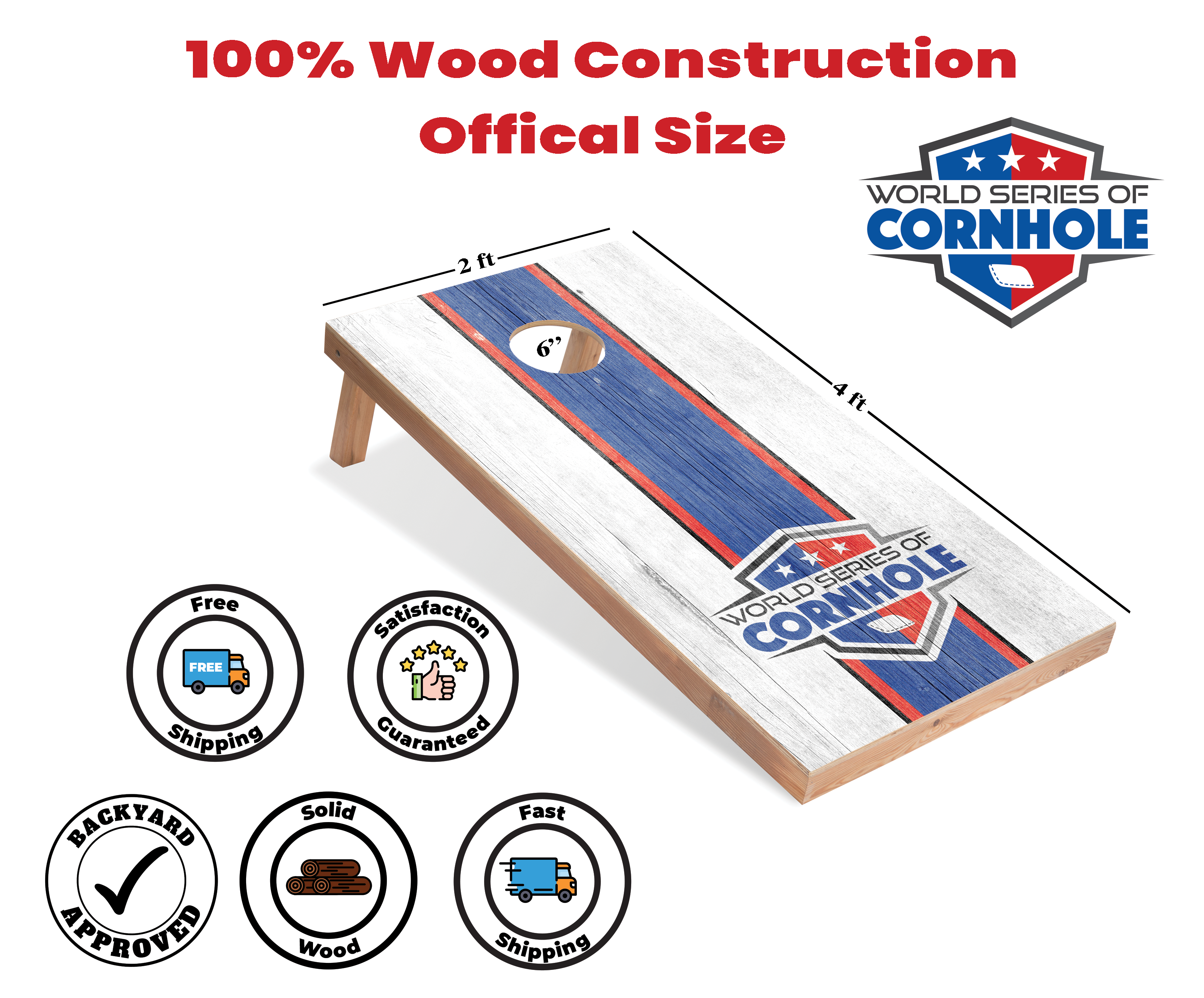 World Series of Cornhole Lightweight Cornhole Set - Patriotic Boards with Red and Blue Bags