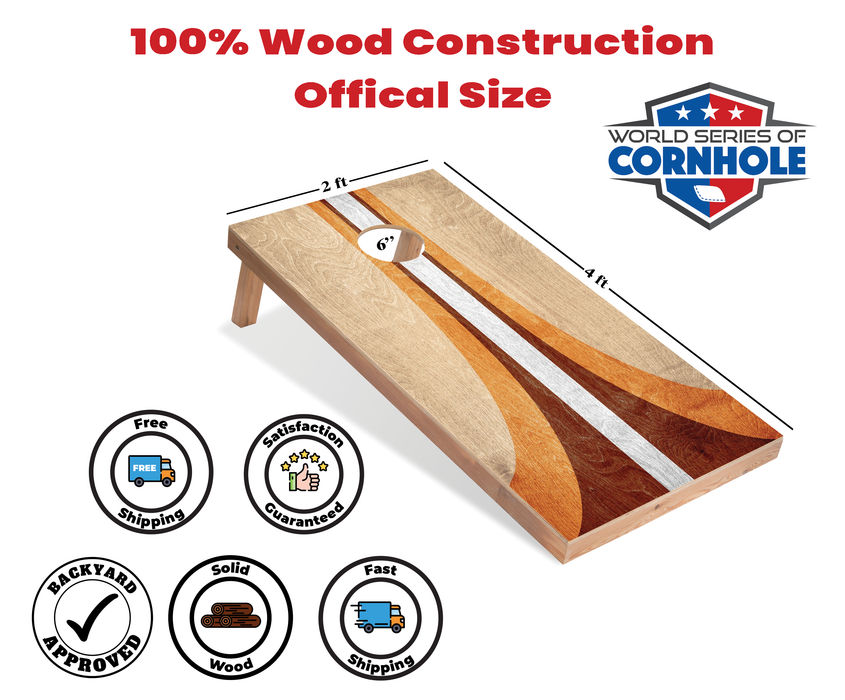 World Series of Cornhole Recreational Cornhole Set - Retro Curved Wood Boards with Red and Royal Blue Bags