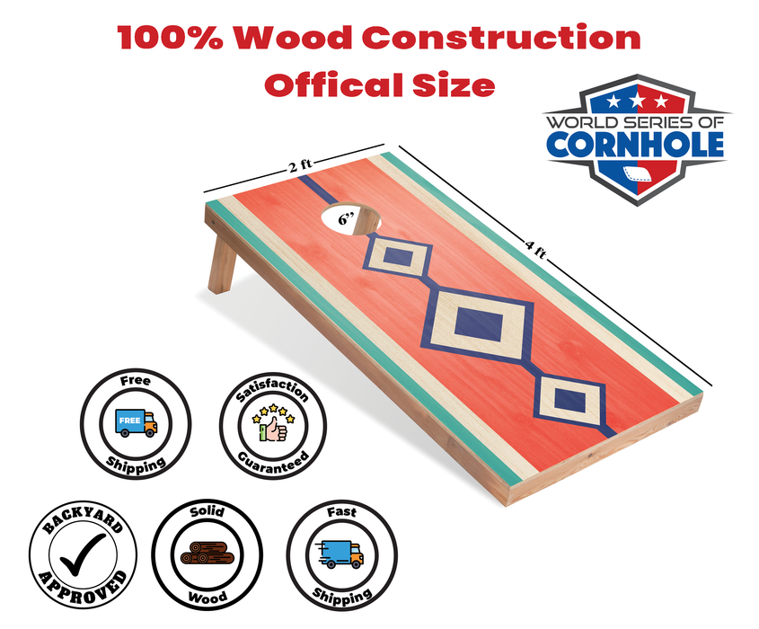 World Series of Cornhole Recreational Cornhole Set - Hunter Surfboard Boards with Red and Teal Bags