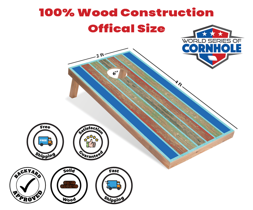 World Series of Cornhole Recreational Cornhole Set - Kai Surfboard Boards with Red and Royal Blue Bags