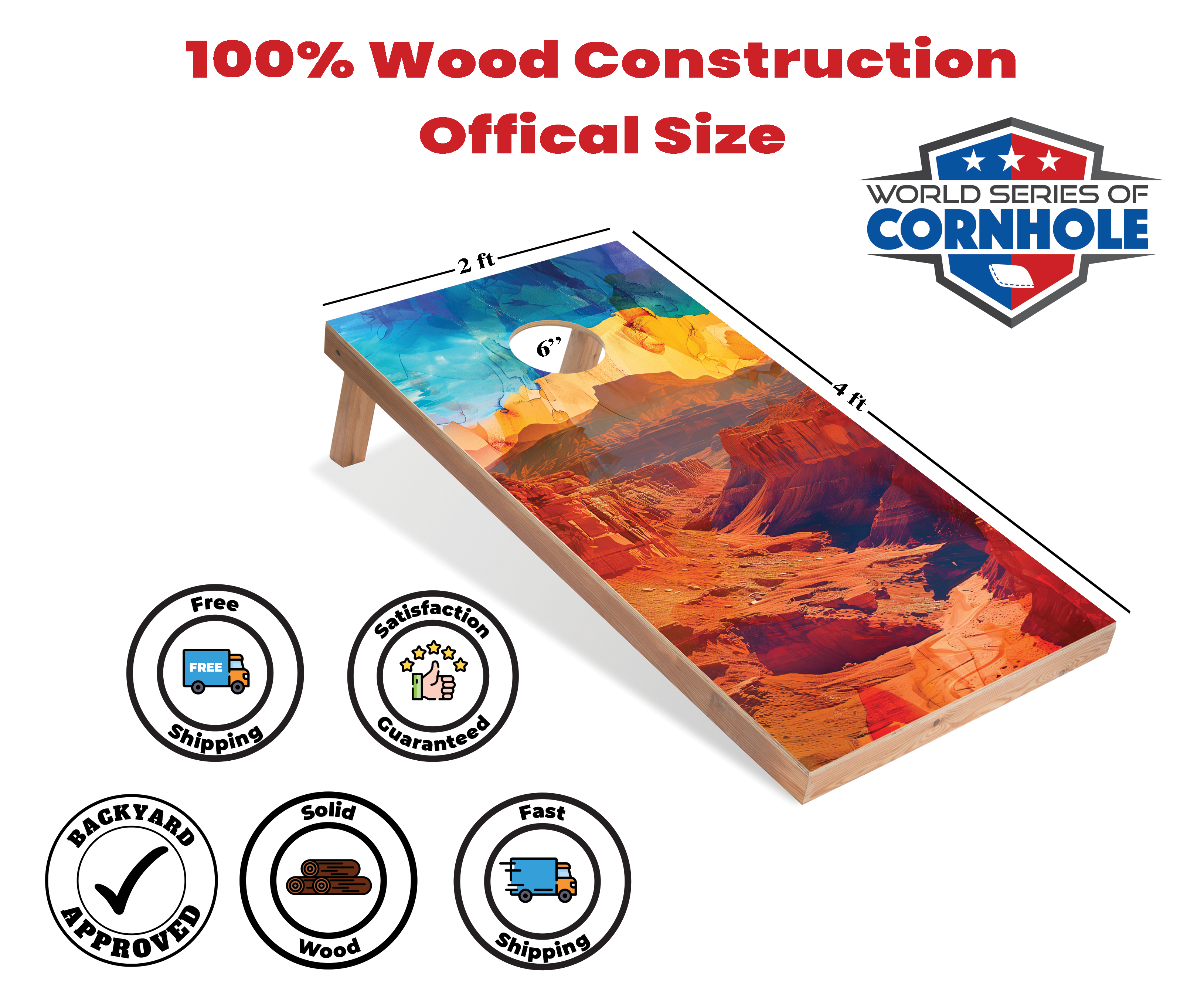 World Series of Cornhole Lightweight Cornhole Set - Capitol Reef National Park Daytime Boards with Red and Royal Blue Bags