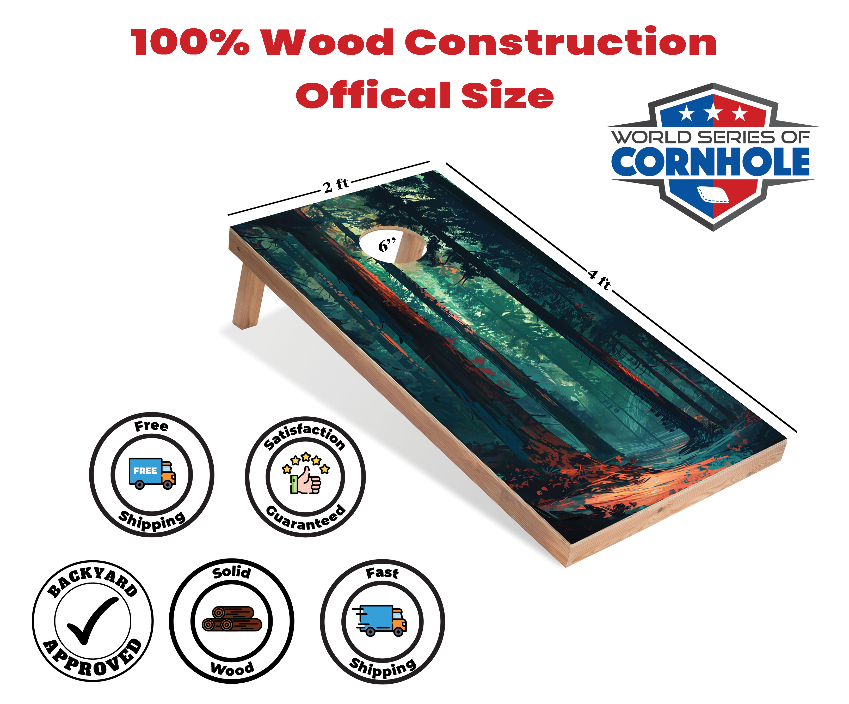 World Series of Cornhole Lightweight Cornhole Set - Sequoia National Park Daytime Boards with Red and Royal Blue Bags