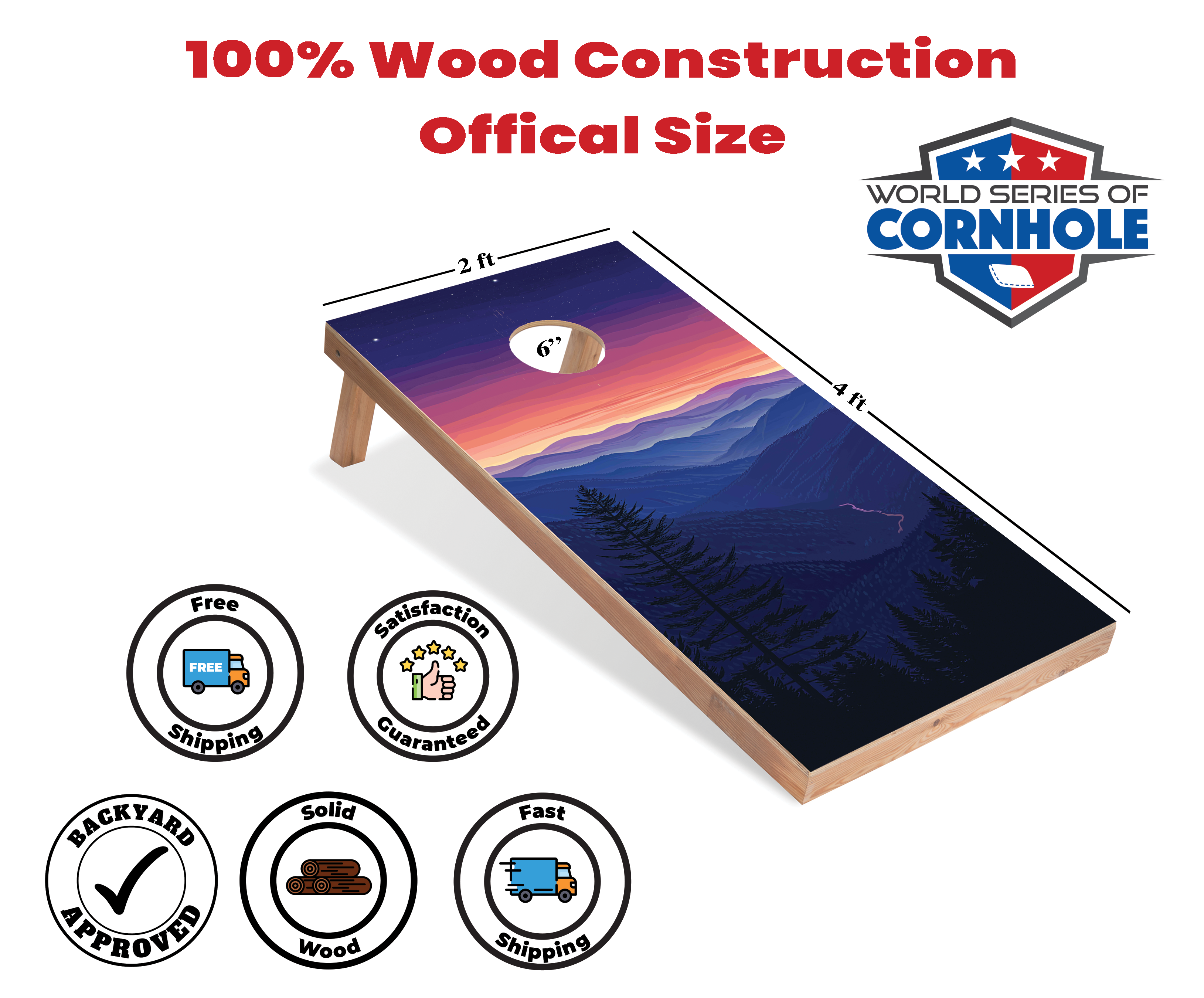 World Series of Cornhole Lightweight Cornhole Set - Great Smoky Mountains National Park Nighttime Boards with Red and Royal Blue Bags