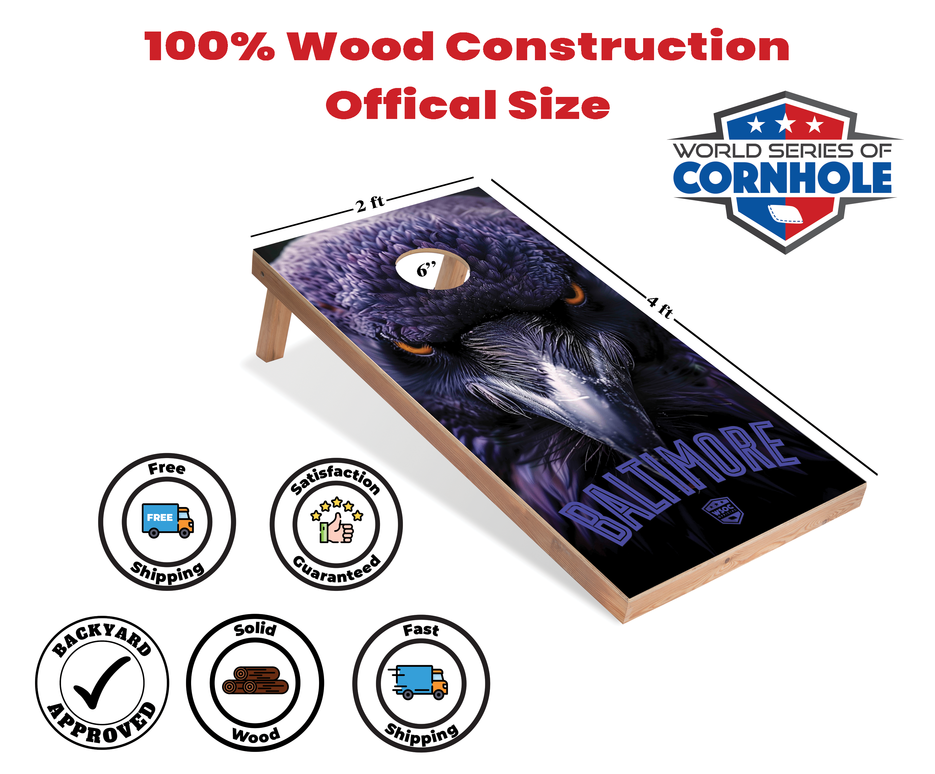 World Series of Cornhole Lightweight Cornhole Set - Baltimore Ravens Boards with Yellow and Royal Purple Bags