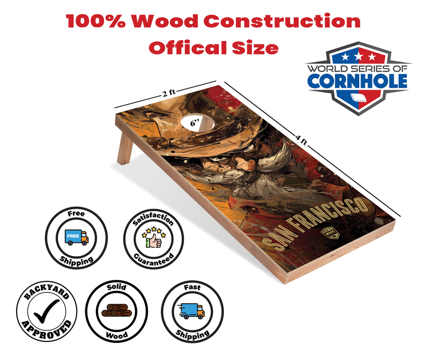 World Series of Cornhole Recreational Cornhole Set - San Francisco 49ers Boards with Gold and Red Bags