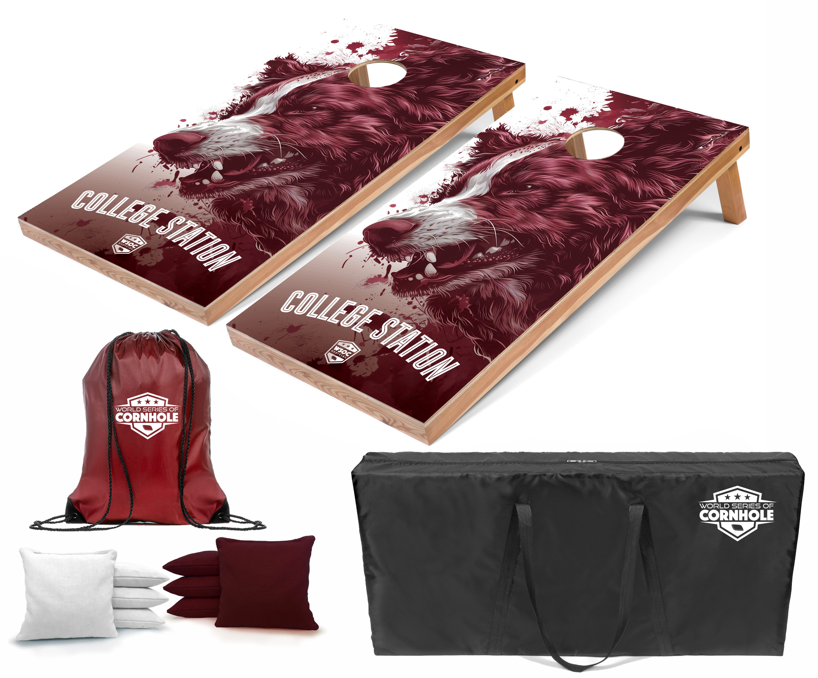 World Series of Cornhole Lightweight Cornhole Set - Texas A&M Aggies Boards with White and Maroon Bags