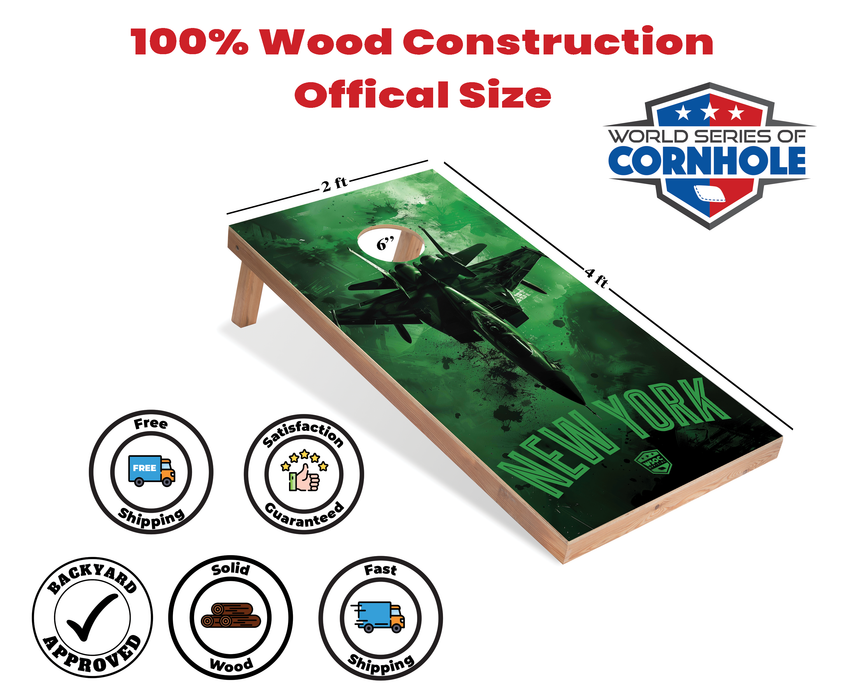 World Series of Cornhole Recreational Cornhole Set - New York Jets Boards with White and Kelly Green Bags