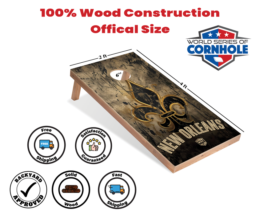 World Series of Cornhole Recreational Cornhole Set - New Orleans Saints Boards with Black and Gold Bags
