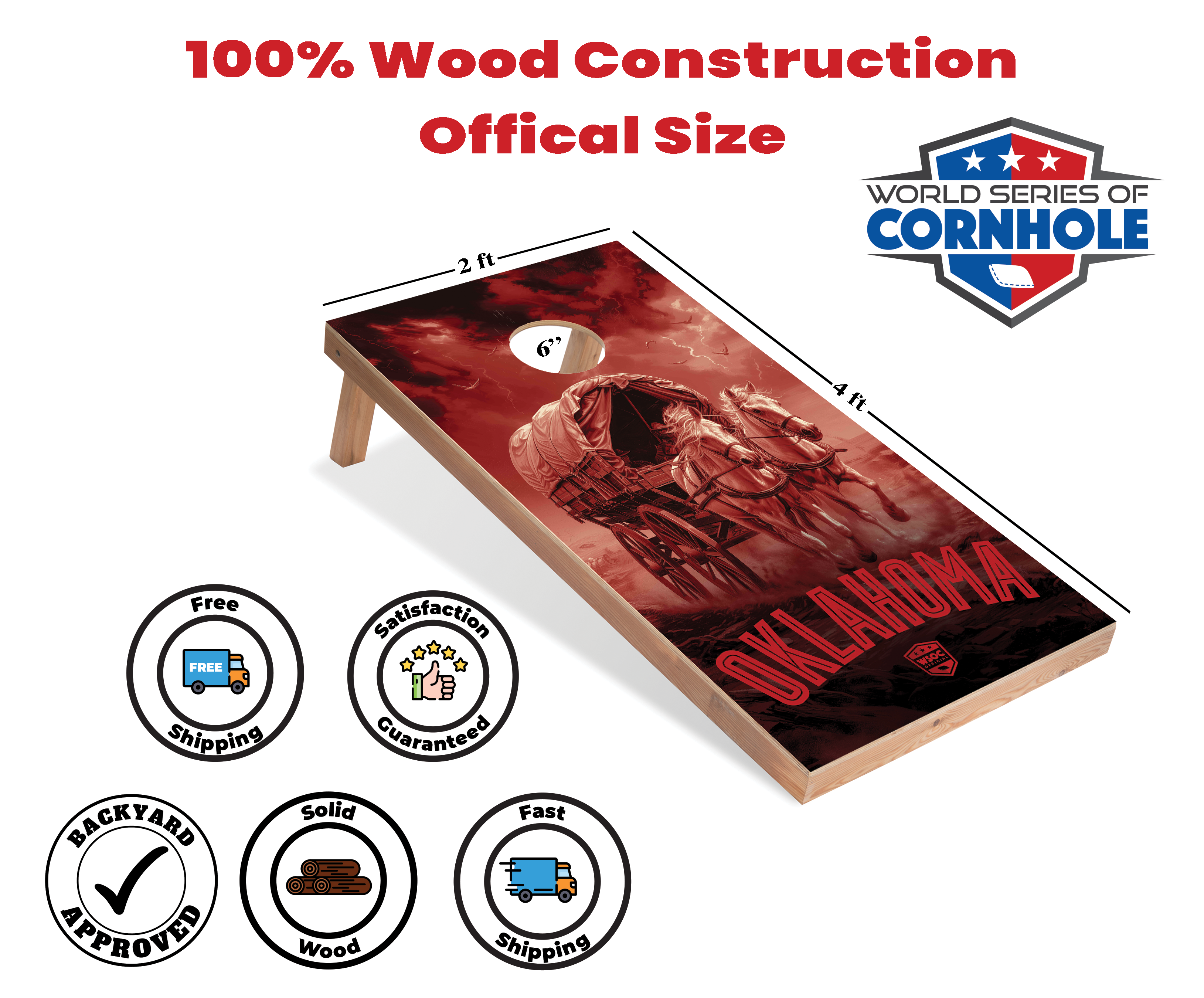 World Series of Cornhole Lightweight Cornhole Set - Oklahoma Sooners Boards with Red and White Bags