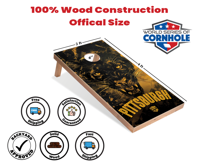 World Series of Cornhole Recreational Cornhole Set - Pitt Panthers Boards with Yellow and Royal Blue Bags