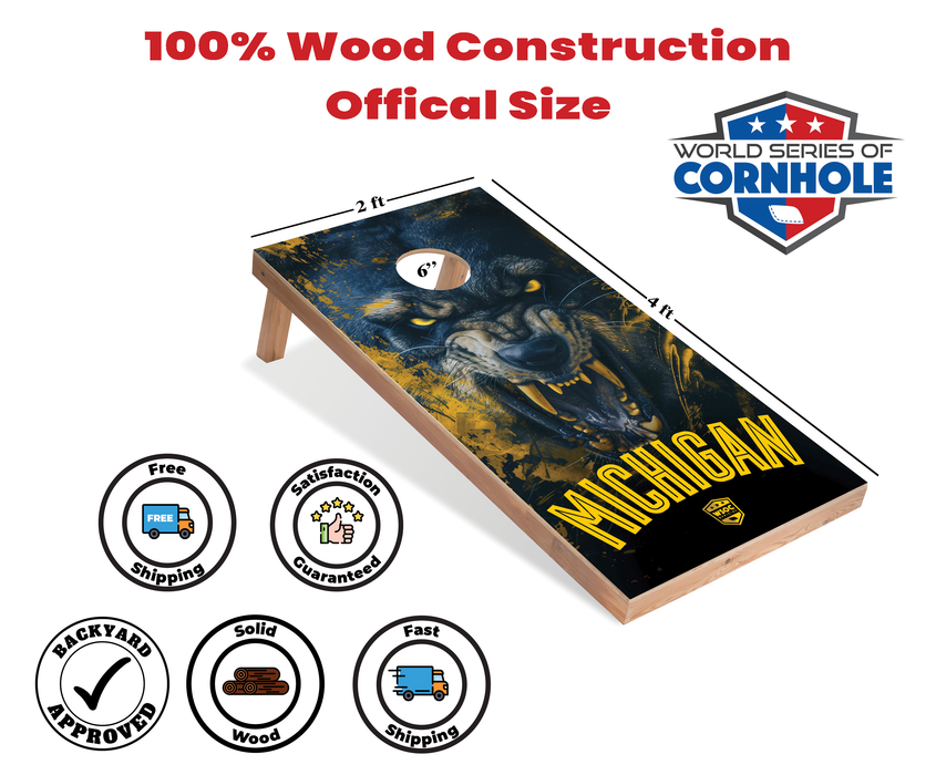 World Series of Cornhole Recreational Cornhole Set - Michigan Wolverines Boards with Maize and Blue Bags