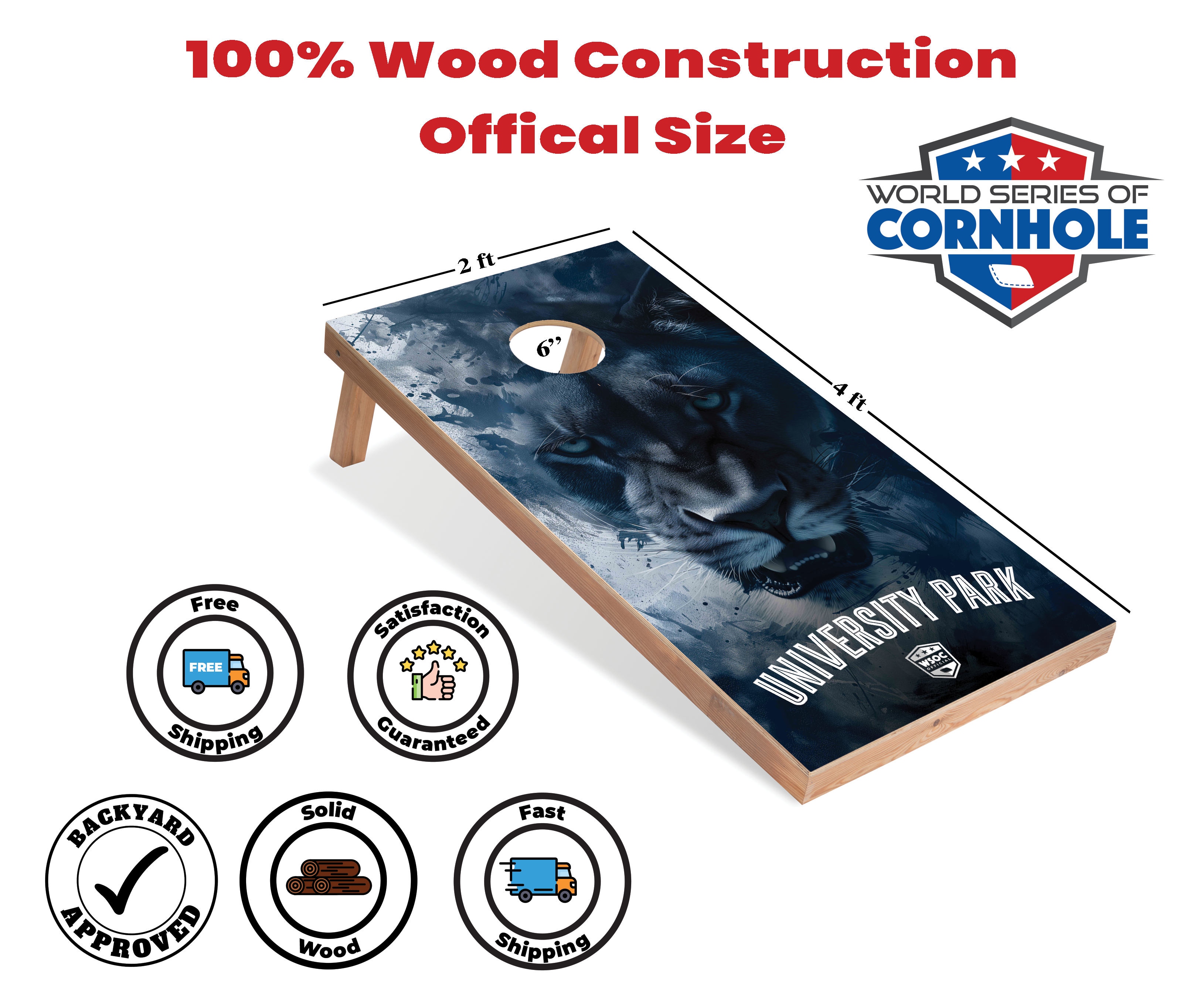 World Series of Cornhole Lightweight Cornhole Set - Penn State Nittany Lions Boards with White and Blue Bags