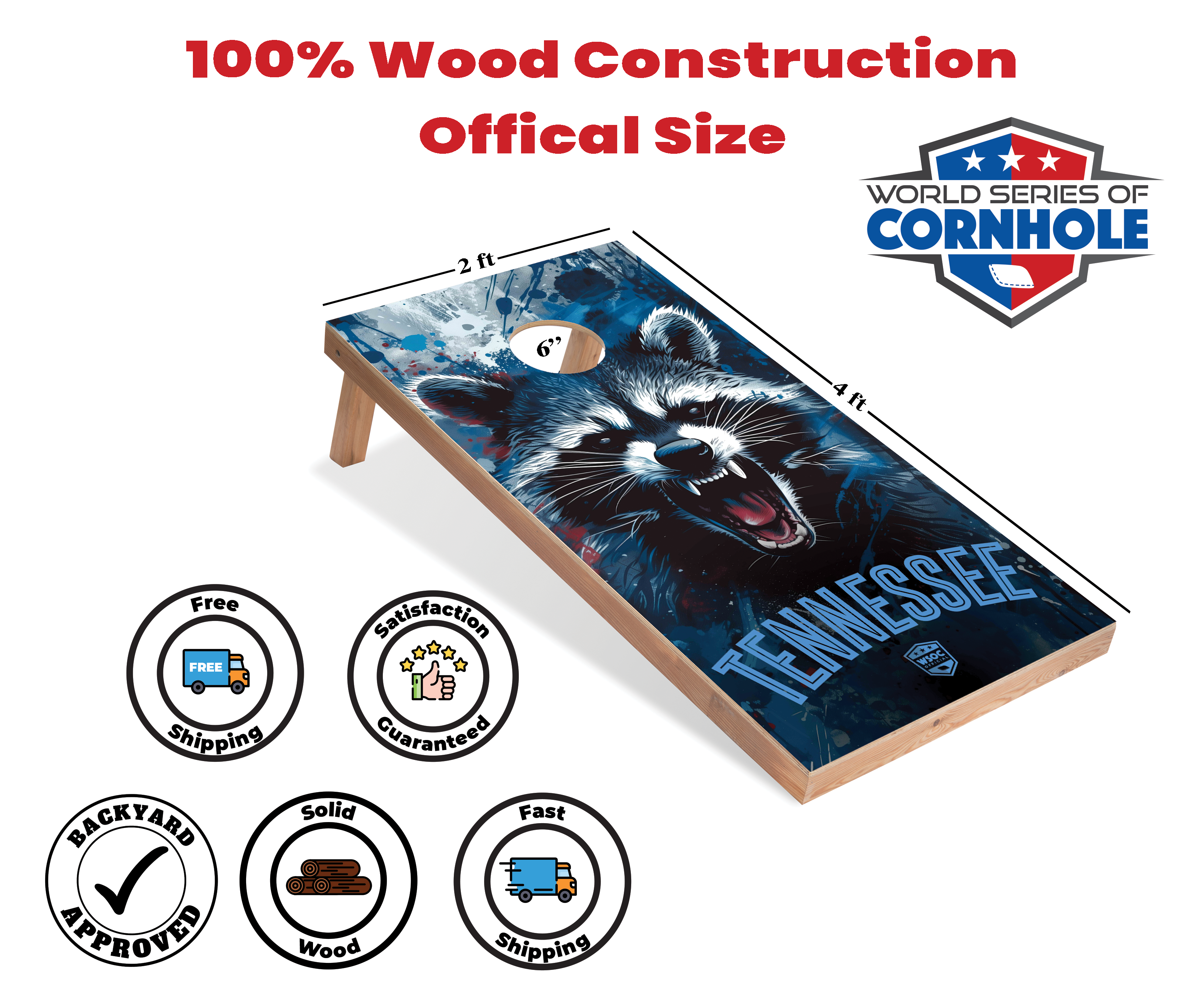 World Series of Cornhole Lightweight Cornhole Set - Tennessee Titans Boards with Red and Blue Bags