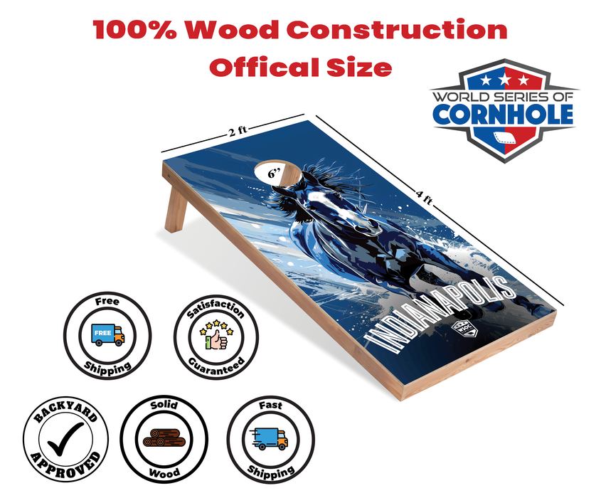 World Series of Cornhole Recreational Cornhole Set - Indianapolis Colts Boards with White and Blue Bags