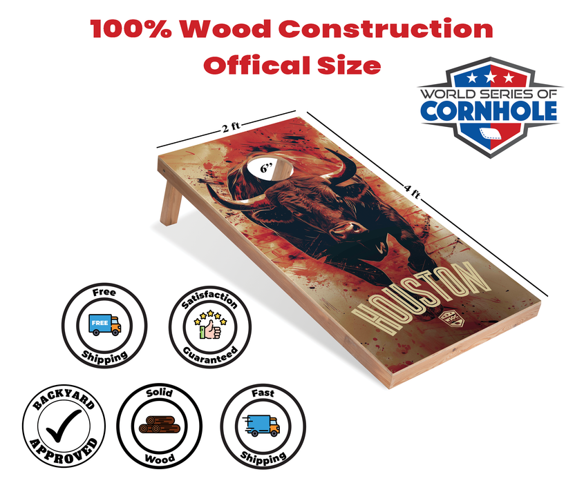 World Series of Cornhole Recreational Cornhole Set - Houston Texans Boards with Navy Blue and Red Bags
