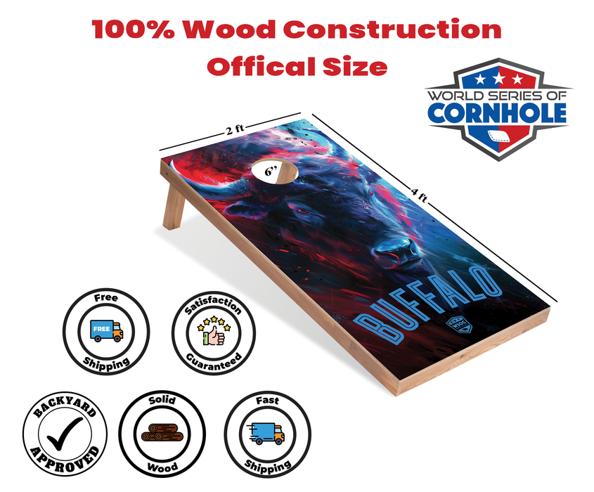 World Series of Cornhole Recreational Cornhole Set - Buffalo Bills Boards with Royal Blue and Red Bags