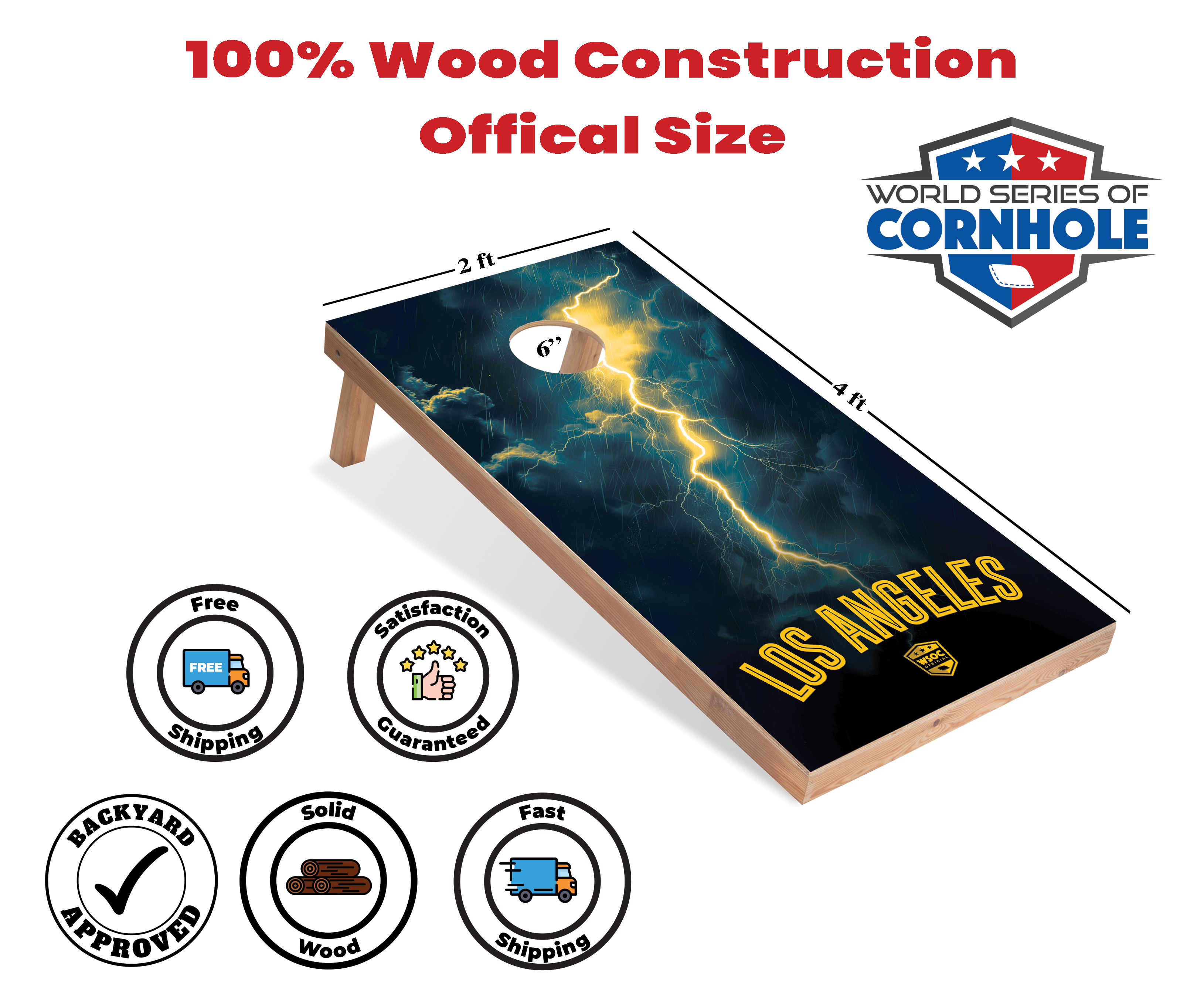 World Series of Cornhole Lightweight Cornhole Set - Los Angeles Chargers Boards with Yellow and Turquoise Bags