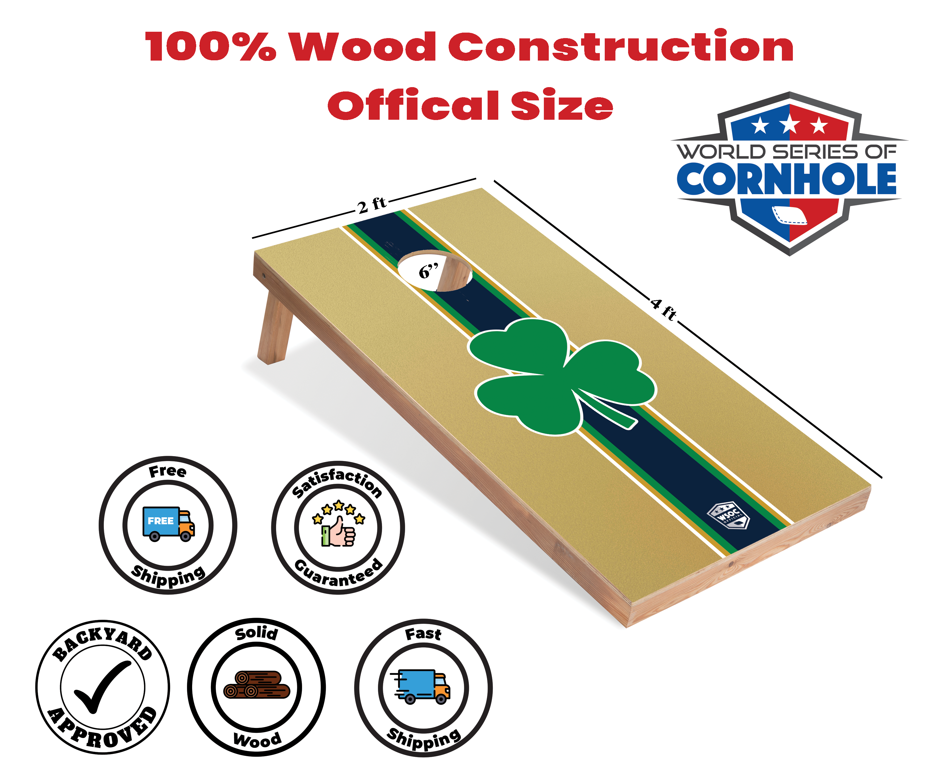 World Series of Cornhole Lightweight Cornhole Set - Notre Dame Fighting Irish Boards with Gold and Royal Blue Bags