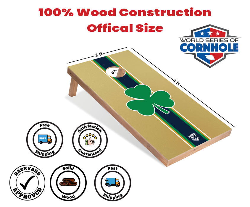 World Series of Cornhole Recreational Cornhole Set - Notre Dame Fighting Irish Boards with Gold and Royal Blue Bags