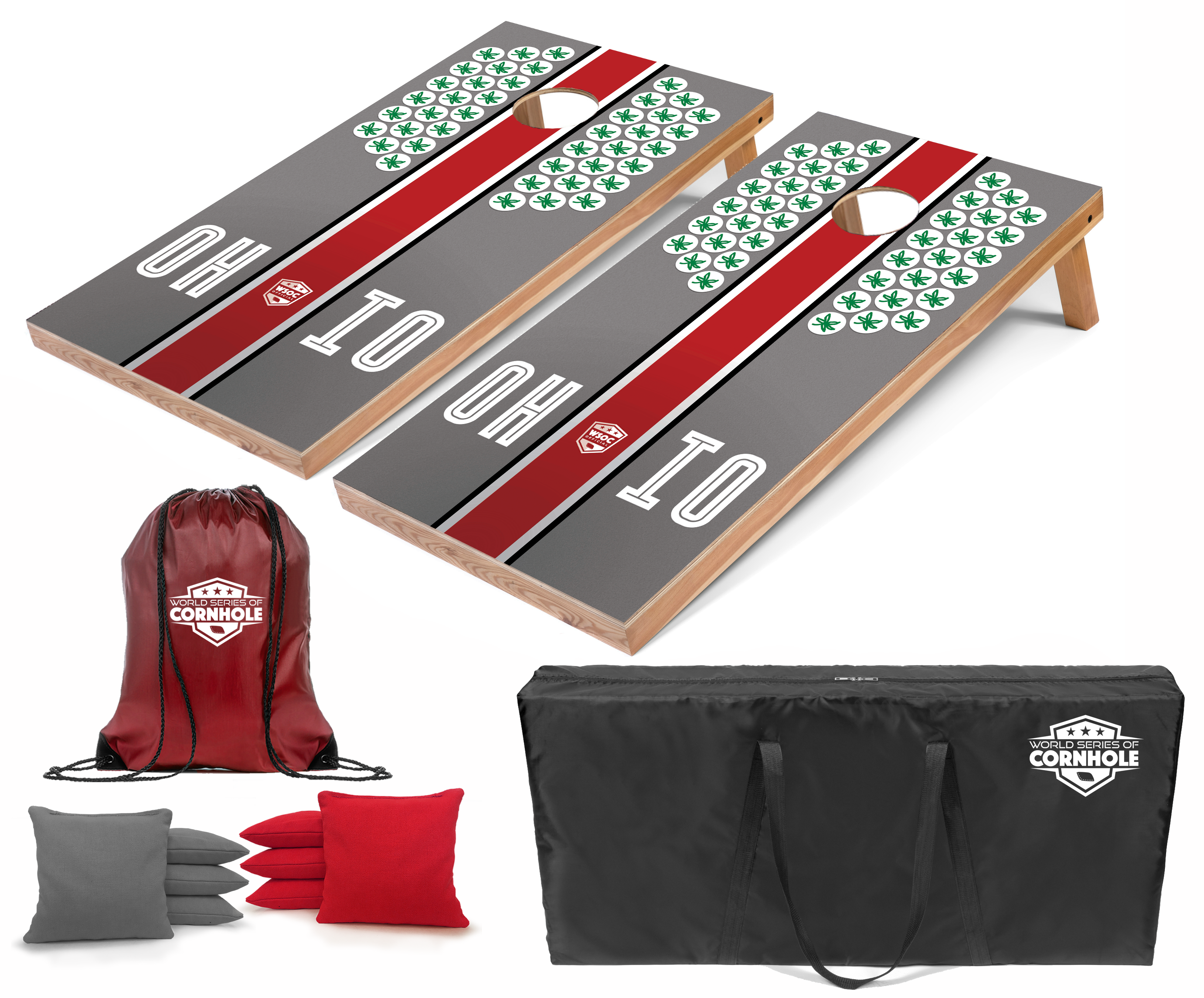 World Series of Cornhole Lightweight Cornhole Set - Ohio State Buckeyes Boards with Scarlet and Gray Bags