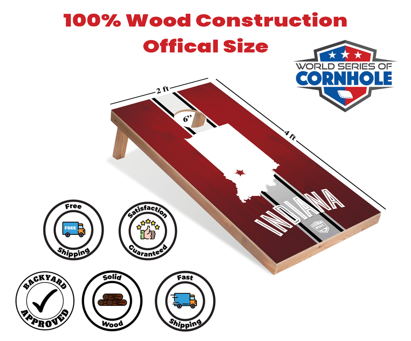 World Series of Cornhole Recreational Cornhole Set - Indiana Hoosiers Boards with Red and White Bags