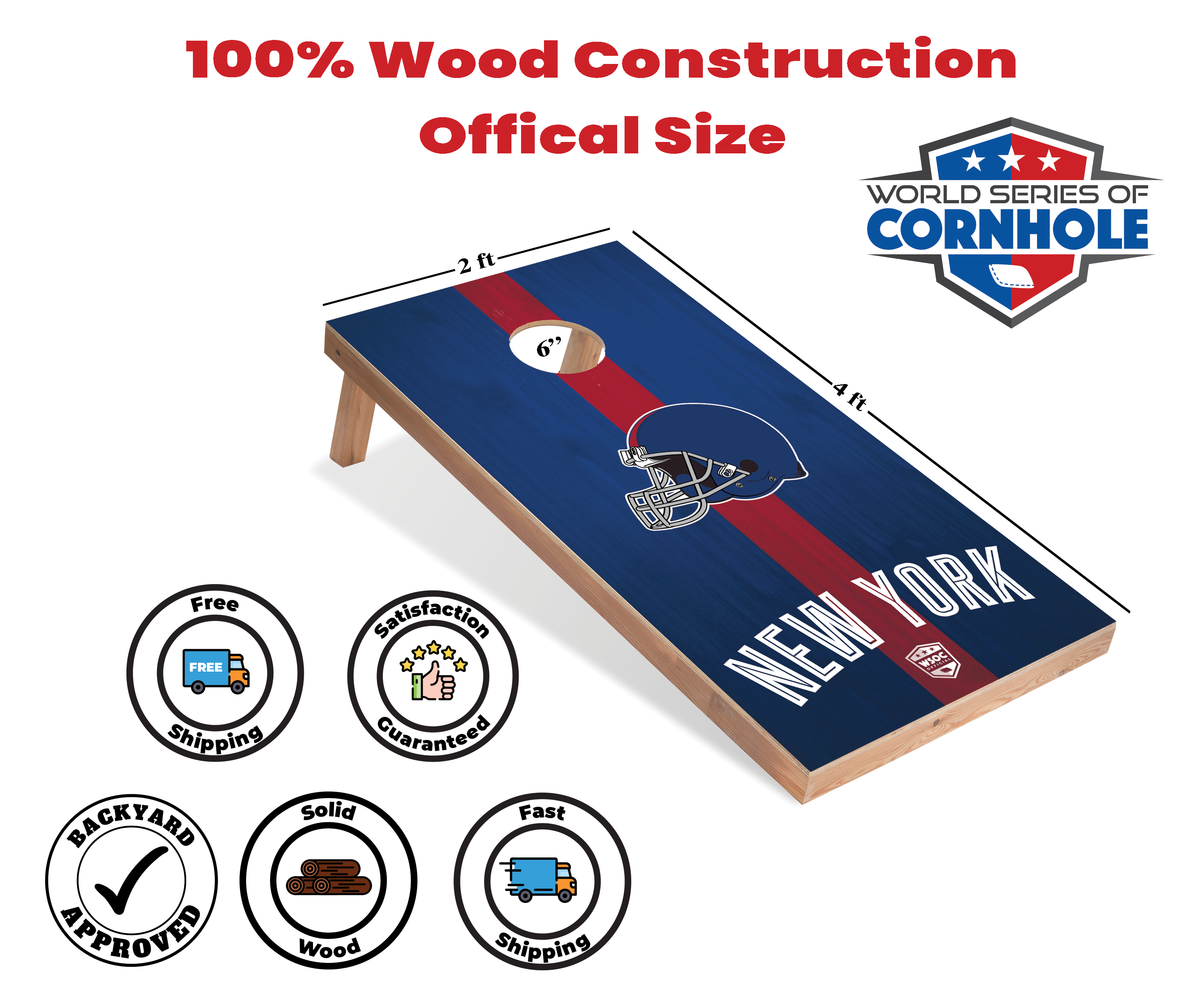 World Series of Cornhole Lightweight Cornhole Set - New York Giants Boards with Red and Royal Blue Bags